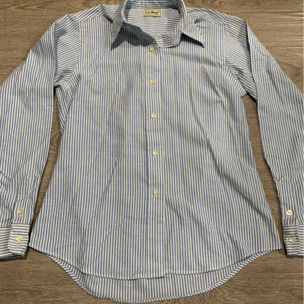 LL Bean Striped Long Sleeve Button Down Size M